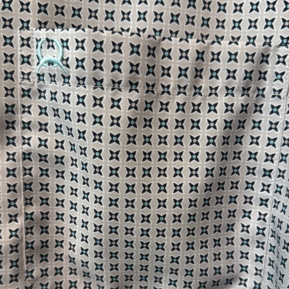 Men's Patterned Shirt - Teal and Black